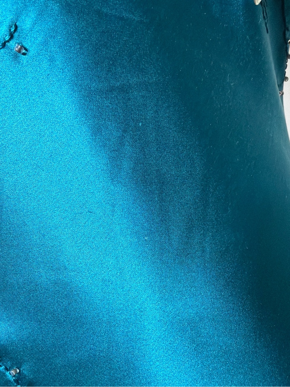 Sue Wong Teal Silk Beaded Button Floral Midi Dress - Picture 2 of 6